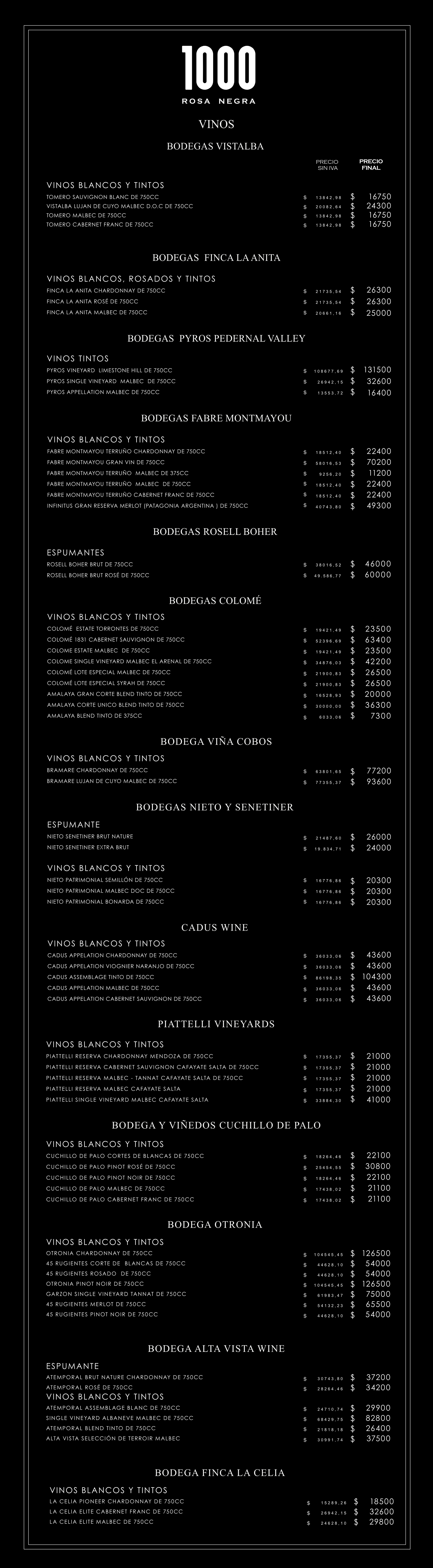 menu de vinos